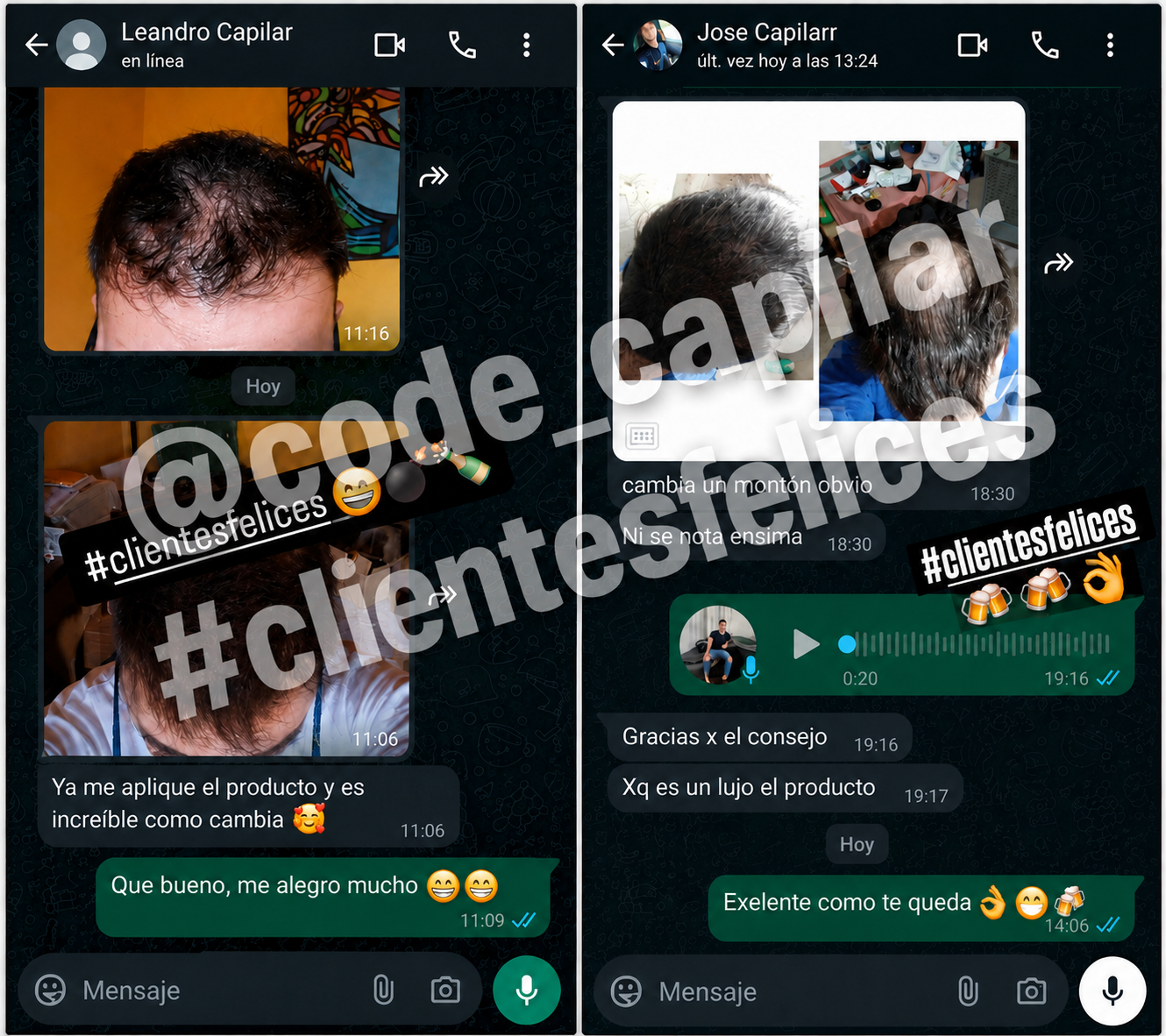 Mensajes reales de clientes Code Capilar